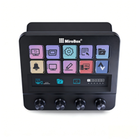 Clavier macro pour contrôleur de streaming MiraBox N4 avec moniteur latéral et boutons de déclenchement pour configuration OBS Creator