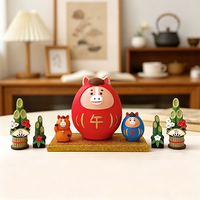Figurines en résine de cheval Daruma Maneki Neko, faites à la main, peintes à la main, porte-bonheur du zodiaque, décoration de la maison, cadeau du nouvel an, pyramide
