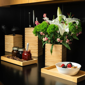 Kitchen Counter Cooking Tool Crock Organizer Natural Bamboo Utensils <strong>Holder</strong> with Anti Slip Base - Product Image 6