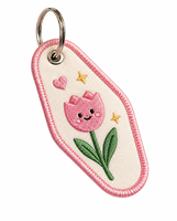 Vigreat Custom Schattig Fruit Borduurwerk Sleutelhanger Op Maat Vorm Tas Aanhangsel voor Feestartikelen Druif Cartoon Geweven Stof Sleutelhanger