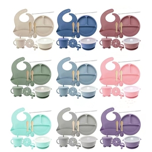 Ensemble d'alimentation pour bébé en silicone mignon avec bol, bavoir et <span class=keywords><strong>assiette</strong></span> – Ustensiles et accessoires de sevrage pour tout-petits - Product Image 5