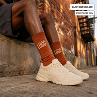 Chaussettes Streetwear Personnalisées pour Hommes, Couleur Orange Rouille, en Coton Côtelé, Style Décontracté, pour Skate, Vente en Gros OEM, MOQ 1