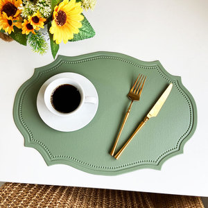Newest PU Leather Dining Table Mat Edge-Pressed Retro <b>Placemat</b> Heat Insulation Waterproof Oil-Proof for Home Wedding Party - Product Image 6
