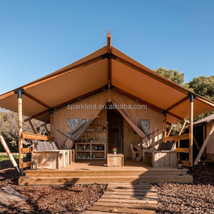 Lujo al aire libre de <span class=keywords><strong>madera</strong></span> de lona Lodge Glamping Hut con baño para hoteles Resorts Camping - Product Image 4