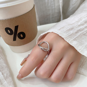 Silver S925 Pure Silver Geometric Twisted <b>Open</b> <b>Ring</b> For Women Everyday Wear - Product Image 1