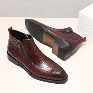 Chaussures en cuir à bout pointu pour hommes, en cuir véritable, chaussures de ville formelles, chaussures de mariage pour le marié, à semelle épaisse, rehaussantes, type Derby - Product Image 3