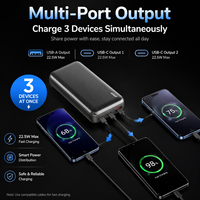 Produsen Baterai Li-Polymer Kapasitas Tinggi 20000mAh Pengisian Cepat 22.5W Power Bank Layar LED Tipe-C ODM/OEM Multi-port