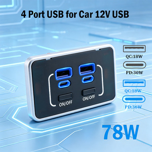 Nouvel Arrivage – Panneau de Charge Mural USB 4 Ports 12V pour Voiture/Camping-car, 78W Double PD & QC, <span class=keywords><strong>Chargeur</strong></span> de <span class=keywords><strong>Batterie</strong></span> de Voiture Multi-Ports USB - Product Image 4