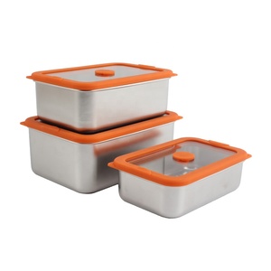 Rectangle Single <b>Compartment</b> Airtight Seal Lid Freshness Preservation Orange Stainless Steel Food Storage Container - Product Image 6