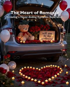 Pétales de rose artificiels <span class=keywords><strong>avec</strong></span> kit de 50 bougies LED en forme de cœur, anniversaire, nuit romantique spéciale, décoration de table de mariage - Product Image 2