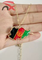 Chaîne de cadeau de mode personnalisée en acier inoxydable plaqué émaillé drapeau afghan carte chaîne pendentif collier