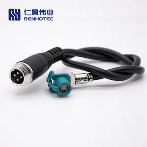 Equipment To Production GX12 4 Pin Straight Overmolded Fakra Power Connector Assembly Cable