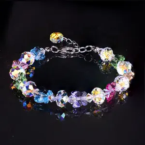 Wholesale Beautiful Design Butterfly Shiny Personal Fresh Beaded Women's Bracelet Luxury Glass Crystal Jewelry Bracelet