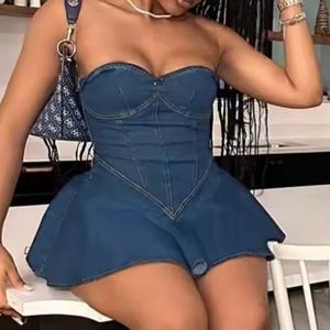 Vestido de Verano sin Tirantes de Alta Calidad, Sexy, con Hombros Descubiertos, Personalizado, Elegante, Sexy, de Algodón, Ajustado, para la Noche, para Mujer - Product Image 2