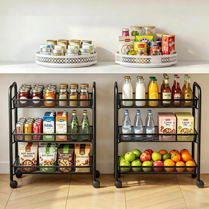 Carrito de Almacenamiento Multifuncional de 4 Ruedas, Estante de Cocina de Malla Metálica de 3 Niveles, Carrito de Almacenamiento con Ruedas - Product Image 5