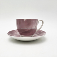 Ensemble tasse et soucoupe en porcelaine blanche brillante émaillée de 80 ml, 120 ml, 180 ml pour cappuccino, latte, café et thé