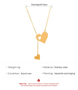 Stainless Steel Double Heart Pendant Necklace <strong>for</strong> Women Couple Choker Gold Silver Color Chain <strong>Wedding</strong> Party <strong>Friends</strong> Jewelry <strong>Gift</strong> - Product Image 5