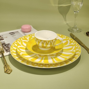 Wedding Yellow Dinnerware Japanese Turkish <b>Set</b> Porcelain <b>Dinner</b> <b>Blue</b> Plates <b>Set</b> Luxury Porcelaine - Product Image 6