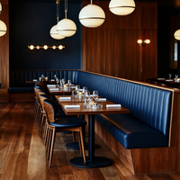 Meubles de restaurant modernes et écologiques en cuir PU, tables et chaises carrées pour la restauration rapide, hôtels et restaurants