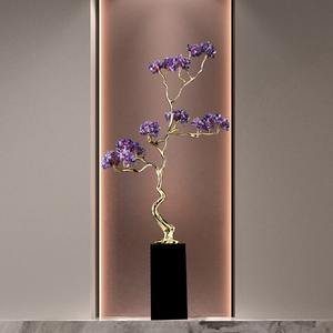 Árbol de Cristal de Amatista Natural, Rama de Latón y Base de Mármol, Adorno de Mesa Feng <span class=keywords><strong>Shui</strong></span>, Decoración Artística para Interiores, Hogar y Oficina - Product Image 5
