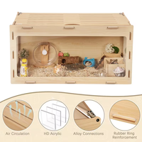 Cage en bois pour hamster, grand enclos pour hamsters avec fenêtre en acrylique et dessus ouvrable, cage pour petits animaux pour cochon d'Inde