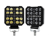 Phare de travail carré LED 4 pouces à 16 perles, bicolore blanc et ambre, pour SUV et camion tout-terrain