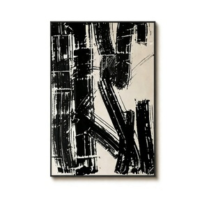 Peinture à l'huile abstraite noir et blanc peinte à la main sur toile texturée, œuvre d'art pour l'intérieur du salon, du hall ou de la décoration commerciale - Product Image 2