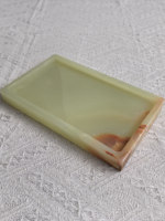 Plateau flottant Stonekocc 23x14x2cm en marbre onyx vert et blanc, finition polie, abstrait, minimaliste, gravé