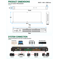 Processeur audio DQINFOS 16x16 ADI DSP avec AFC AEC AGC ANC AM RS232, matrice de commutation complète pour l'audio de scène