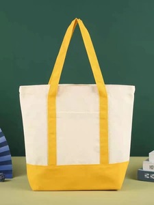 Wholesale Custom Logo Canvas <b>Foldable</b> Tote <b>Bag</b> Zipper Closure Shoulder Handle Large Capacity Washable Durable Shopping - Product Image 2