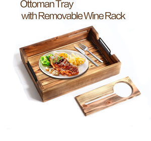 Petit déjeuner <span class=keywords><strong>Table</strong></span> <span class=keywords><strong>basse</strong></span> nourriture <span class=keywords><strong>bois</strong></span> pouf plateau tasse porte-boissons en <span class=keywords><strong>bois</strong></span> verre à vin plateau de service avec poignées - Product Image 2