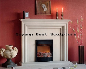 Envolvente de chimenea de travertino de mármol beige victoriano independiente simple personalizado - Product Image 5