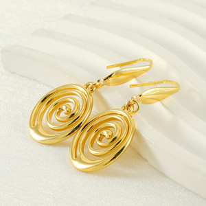 ZOGXIN Geometric Spiral Drop Earrings Gold Plated 18K Stainless Steel For Women Party Jewelry - Product Image 2