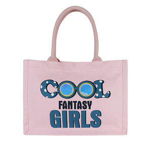 Sac de courses en toile avec motif lettres pour publicité, petit, moyen, grand, doublure PVC, longue poignée supérieure - Product Image 1