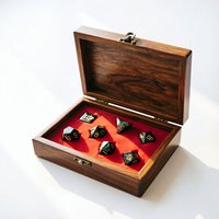 Set Dadu DND Mewah dengan Kotak Hadiah Kayu, Dadu Polihedral Resin Nebula untuk Permainan RPG Meja & Koleksi