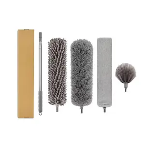 أداة تزيين الأتربة المتنقلة من الألياف الدقيقة مع مقبض تلسكوبي طويل، مجموعة مكونة من 5 قطع - Product Image 1