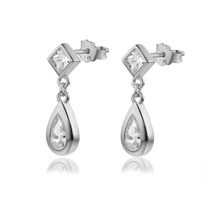 เครื่องประดับ CZ แบบแฟชั่นสำหรับผู้หญิงต่างหูลูกแพร์ชุบเงินแท้925 - Product Image 5