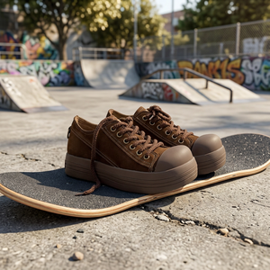 2026 Men Chunky Skate Shoes Round Toe Design Thick Rope Laces Multi‑Layer <b>Height</b> <b>Increasing</b> Thick Sole Low‑Top Casual Sneakers - Product Image 1