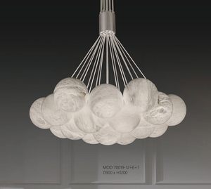 Diseño americano Sala de estar Tienda Decoración Candelabro de alabastro Personalizado Diseño creativo moderno Lámpara de mármol de cristal circular - Product Image 6