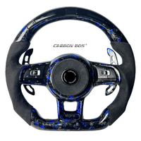 Blaues Geschmiedetes Carbon-Faser-Wildleder LED Angepasstes Sport-Lenkrad Geeignet für Perforierten MK6 GOLF JETTA