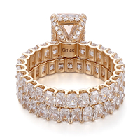 Bague de fiançailles pour femme en or massif 18 carats avec diamant de laboratoire taille radiant 2,8 carats, certifié IGI, et alliance assortie