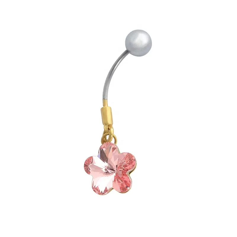 Роскошное кольцо Swarovaki с кристаллами Персиковый Цветок для живота золотые лепестки розы Ювелирные изделия для тела для девушек и женщин