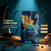 Sachet à café imprimé en héliogravure avec valve et fermeture éclair, pochette en aluminium anti-humidité pour grossistes et marques