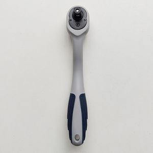 Ratchet Wrench 1/4 Inch Chrome Vanadium Steel 72 Teeth Quick Release Curved Handle Gray Blue Plastic Coated Manual Tool - Product Image 3