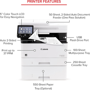 เครื่องพิมพ์เลเซอร์ออลอินวันไร้สายความเร็วสูง Canon ImageCLASS MF462dw สำหรับพิมพ์ ถ่ายเอกสาร สแกน แฟกซ์ พิมพ์สองหน้าอัตโนมัติ และพิมพ์ผ่านมือถือ - Product Image 4