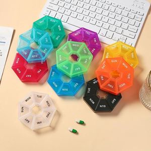Organisateur de médicaments hebdomadaire coloré pour 7 jours, avec étui de voyage portable, boîte à pilules AM/PM (Lun-Sam) - Product Image 1