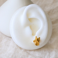 Boucles d'oreilles clous texturées irrégulières effet métal liquide pour femmes, étanches, en acier inoxydable plaqué or, vente en gros