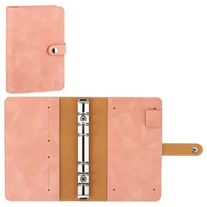 Lexin — portefeuille A6 en cuir PU à 6 anneaux et feuilles détachables, ordinateur de bureau, avec fermeture éclair, 12 enveloppes transparentes, pochettes et étiquettes