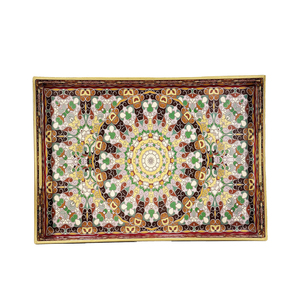 Bandeja Rectangular Premium con Borde Dorado y Rojo, Diseño Floral Mandala de <span class=keywords><strong>Palacio</strong></span> Chino para Agregar Elegancia Cultural a tu Espacio - Product Image 2