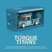 PB PB8840 Camionnette Rétro Bleu Ciel en ABS à l'Échelle 1:32, Ensemble de Blocs de Construction Créatifs avec Boîte de Présentation - Jouet Cadeau